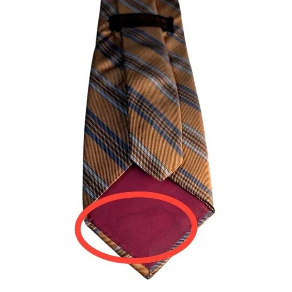 Yves Saint Laurent Tie Men OS Gold/Blue/Silver Striped Silk Classic Necktie~VTG.